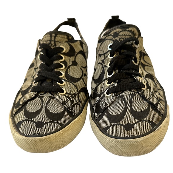 COACH Gray / Black Monogram Canvas Sneakers - Picture 3 of 7